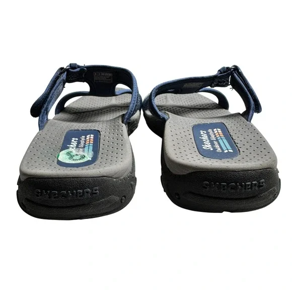 Skechers Slides Reggae Outdoor Lifestyle Womens 8 Navy Blue Slip On Sandals - Picture 4 of 9